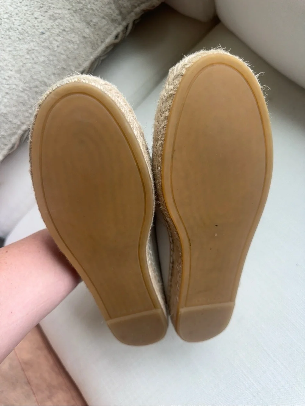 Tory Burch White Leather Espadrille Flats Double T Logo 9.5